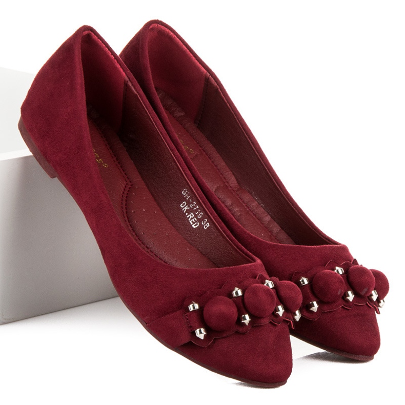 Ideal Shoes Elegantes bailarinas marrons vermelho 2