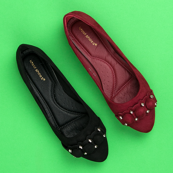 Ideal Shoes Elegantes bailarinas marrons vermelho 1