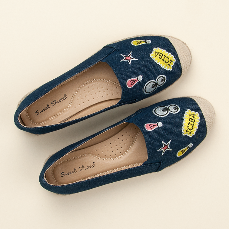 Sweet Shoes Alpargatas jeans com patches azul marinho 1
