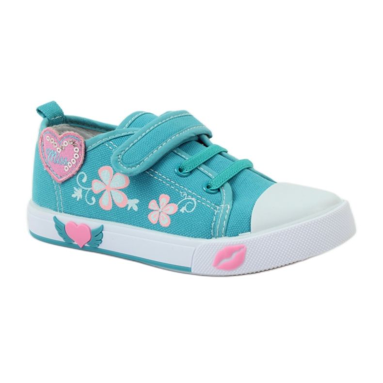 American Club Tênis coração americano com palmilha de couro verde azul 1