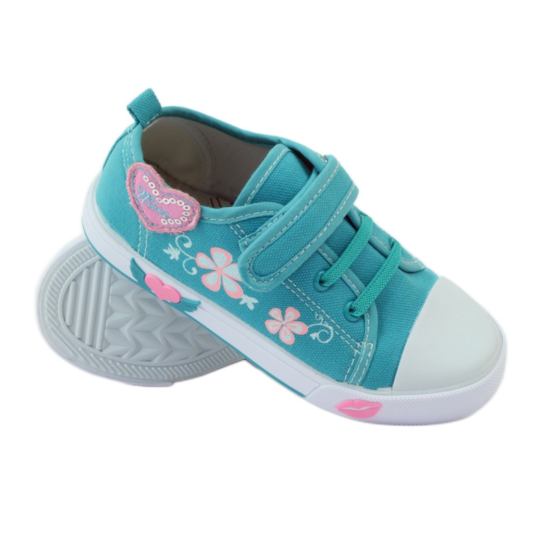 American Club Tênis coração americano com palmilha de couro verde azul 3