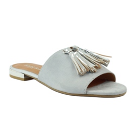 Chinelos com franjas Badura 5133 cinza 1