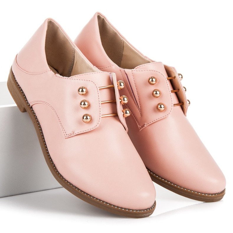 Anesia Paris Sapatos elegantes sem salto rosa 2