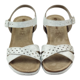 Sandálias de couro Inblu 038 com inserção de prata cinza 4