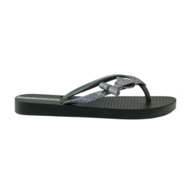 Chinelos Glitter com laço Ipanema cinza preto 1