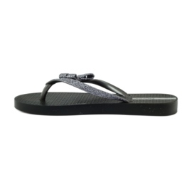 Chinelos Glitter com laço Ipanema cinza preto 3