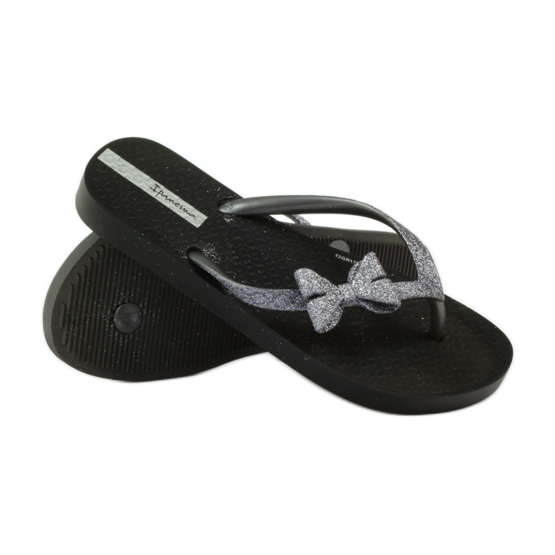 Chinelos Glitter com laço Ipanema cinza preto 4 Chinelos Glitter com laço Ipanema cinza preto 4