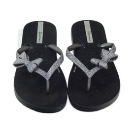 Chinelos Glitter com laço Ipanema cinza preto 5