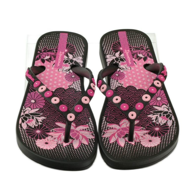 Chinelos florais Ipanema 82387 preto rosa 4