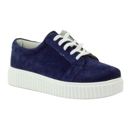 Sapatos de couro Creepers Filippo 036 azul marinho 1