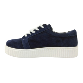 Sapatos de couro Creepers Filippo 036 azul marinho 2