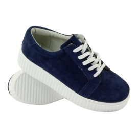 Sapatos de couro Creepers Filippo 036 azul marinho 3
