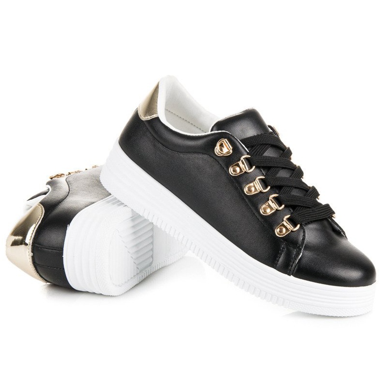 Lovery Tênis preto esportivo elegante amarelo 1