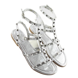 Sandálias de mulher com tachas prateadas H56 Silver cinza 2