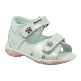 Sandálias meninas flexíveis de Bartuś para velcro prateado metálico prata 1