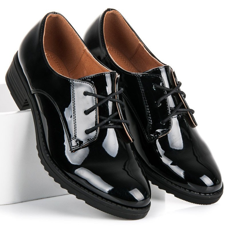 Lovery sapatos lacados elegantes preto 1