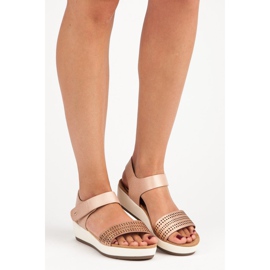 Sandálias elegantes de velcro vinceza rosa 1