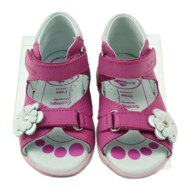 Ren But Sandálias de couro de couro para meninas com uma flor 097 rosa 4