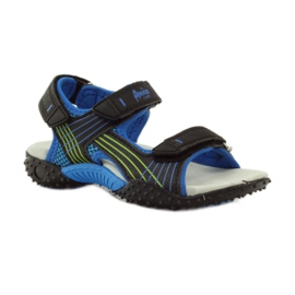 American Club Sandálias com aplicação de couro American 5261 preto azul verde 1