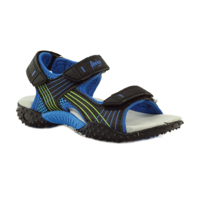 American Club Sandálias com aplicação de couro American 5261 preto azul verde 1