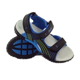 American Club Sandálias com aplicação de couro American 5261 preto azul verde 3