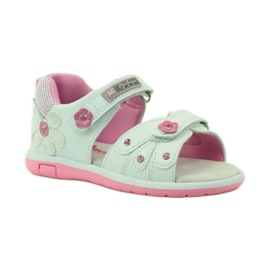 American Club Sandália infantil com aplicação de couro American 87285 rosa branco 1