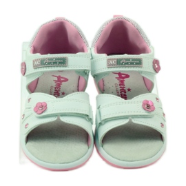 American Club Sandália infantil com aplicação de couro American 87285 rosa branco 4