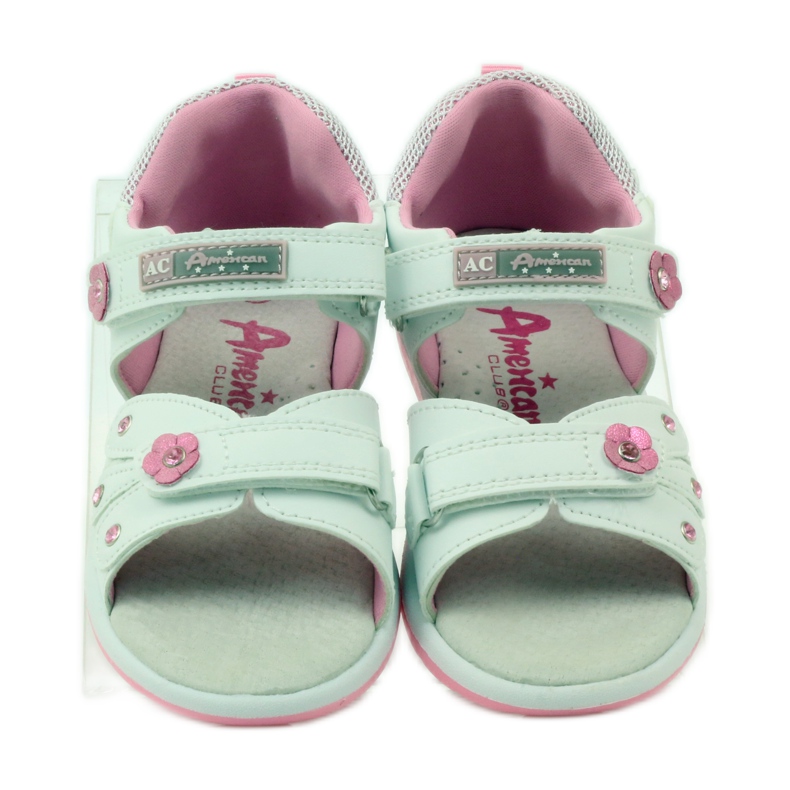 American Club Sandália infantil com aplicação de couro American 87285 rosa branco 4