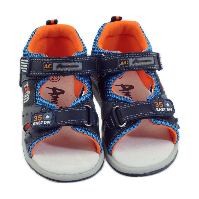 American Club Sandálias com inserção de couro americano 87297 azul marinho 4