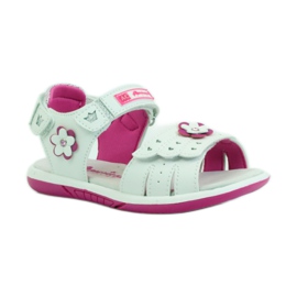 American Club Sandália infantil com aplicação de couro americano 93606 rosa branco 1