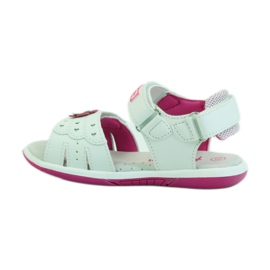American Club Sandália infantil com aplicação de couro americano 93606 rosa branco 2