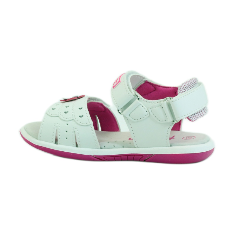 American Club Sandália infantil com aplicação de couro americano 93606 rosa branco 2