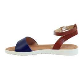 American Club Sandálias de couro com palmilha americana 170621 marrom azul-marinho 2