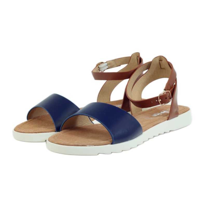American Club Sandálias de couro com palmilha americana 170621 marrom azul-marinho 3