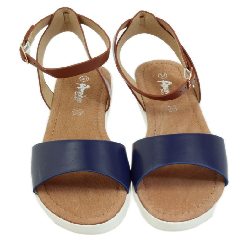 American Club Sandálias de couro com palmilha americana 170621 marrom azul-marinho 4