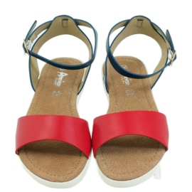 American Club Sandálias de couro com palmilha americana 170621 vermelho azul marinho 3