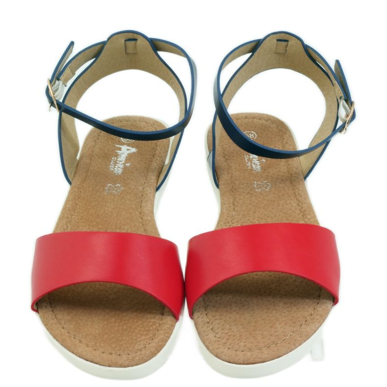 American Club Sandálias de couro com palmilha americana 170621 vermelho azul marinho 3