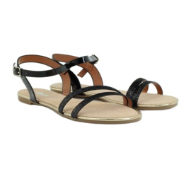 American Club Sandália Black American 052 com brilho preto 3