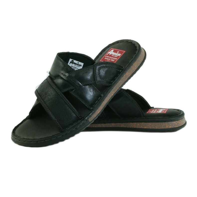 American Club Chinelos de homem leve EVA fundo americano preto 3