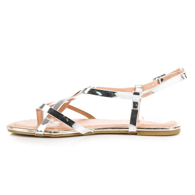 Evento sandálias rasas prateadas cinza 2