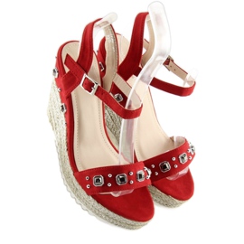 Alpargatas vermelhas em uma cunha vermelha TS-2730 Red vermelho 2