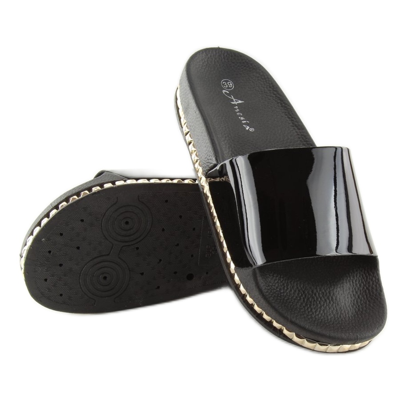 Chinelos pretos de mulher negra N-29 preto 2