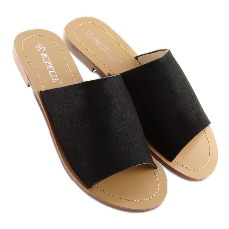 H8-116 pantufas pretas retas pretas preto 2