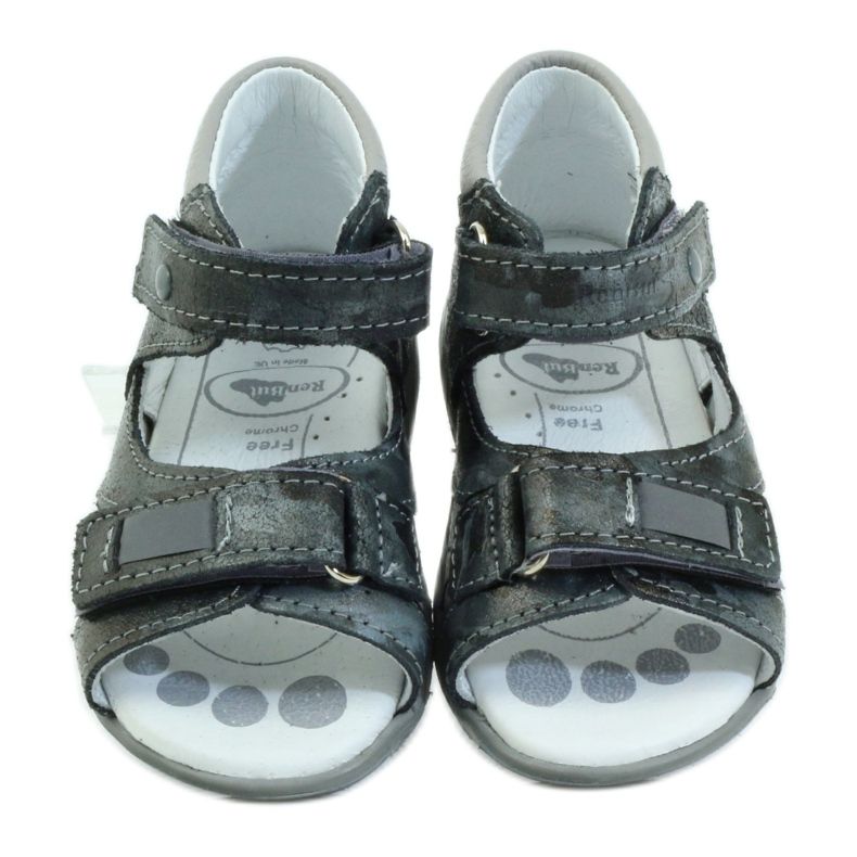 Sandálias masculinas de couro com velcro e refletores 1407 cinza RenBut 4