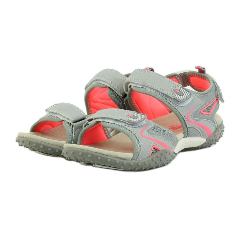 American Club Sandálias com inserção de couro americano 1707 cinza laranja 3