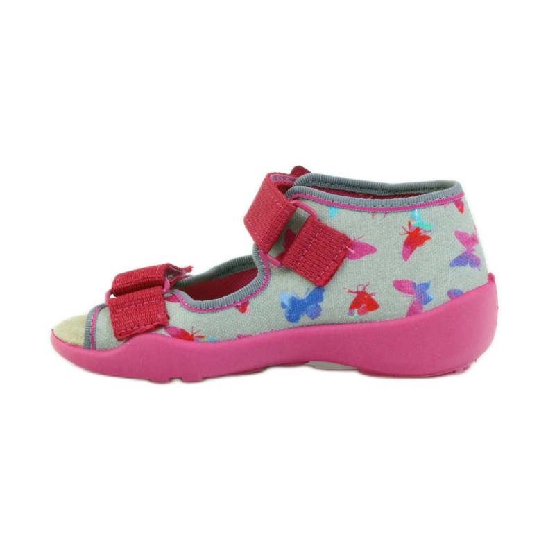 Sandália Befado 242p077 com aplicação em pele rosa cinza 2