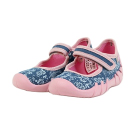 Chinelos bailarinas com flores Befado 109p160 rosa cinza azul 3