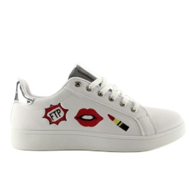Sapatilhas Sweet lips FB-15 WHITE / SILVER com patches branco 1