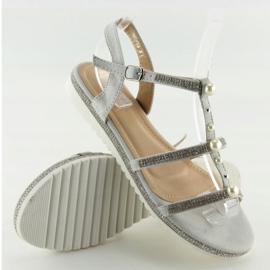 Sandálias cinza com pérolas RC-33 Gray 1