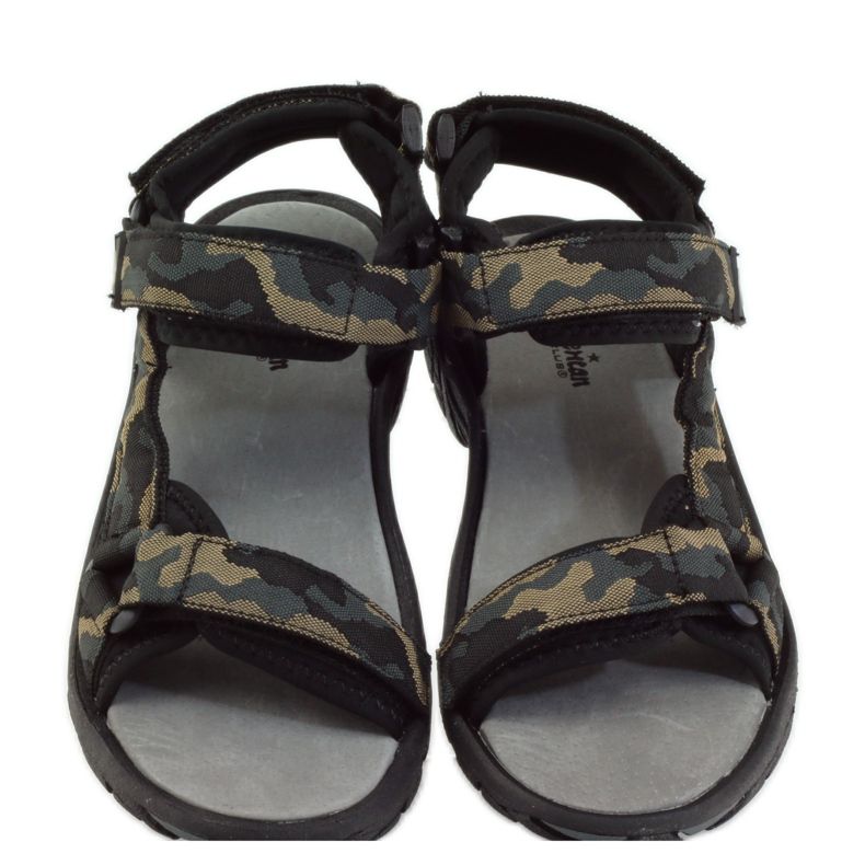 American Club Sandálias com inserção de couro americano 1728 preto marrom 4